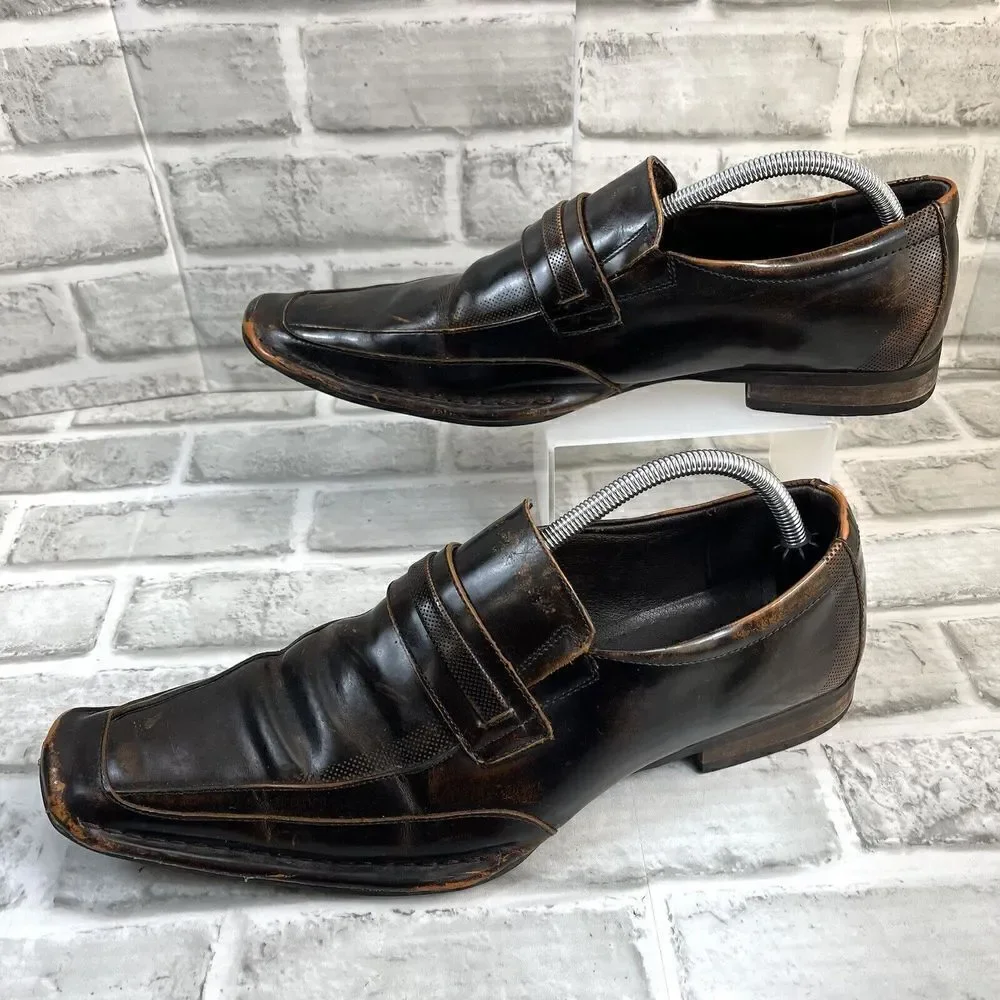 Giorgio Brutini Men’s 10.5 Brown Copper Leather Square Toe Loafer Dress Shoes
